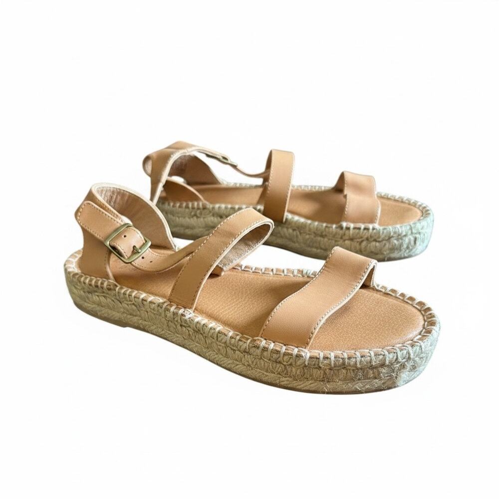 Soludos Leather Platform Espadrille Sandals – Tan | Size 7.5 - Picture 2 of 9